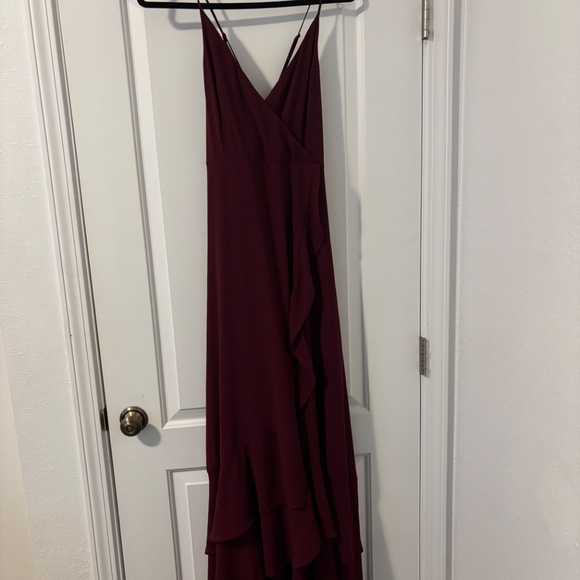 Lulu's Wine Ruffle Dress - Picture 9 of 14